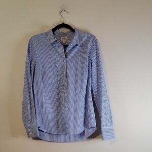 J. Crew Blue and White Striped Casual Shirt